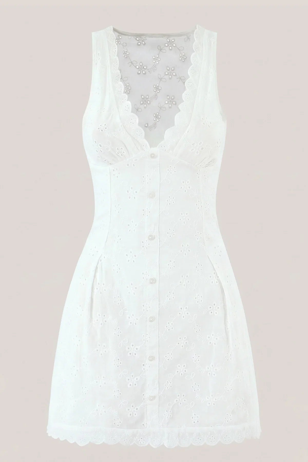 White V Neck Floral Print A Line Mini Dress