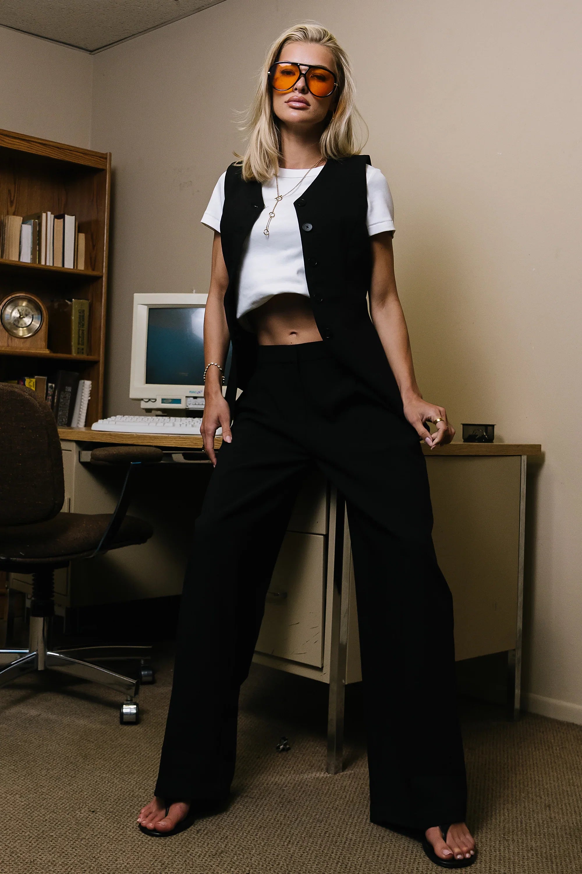 Carrie Pleated Trousers in Regular Black