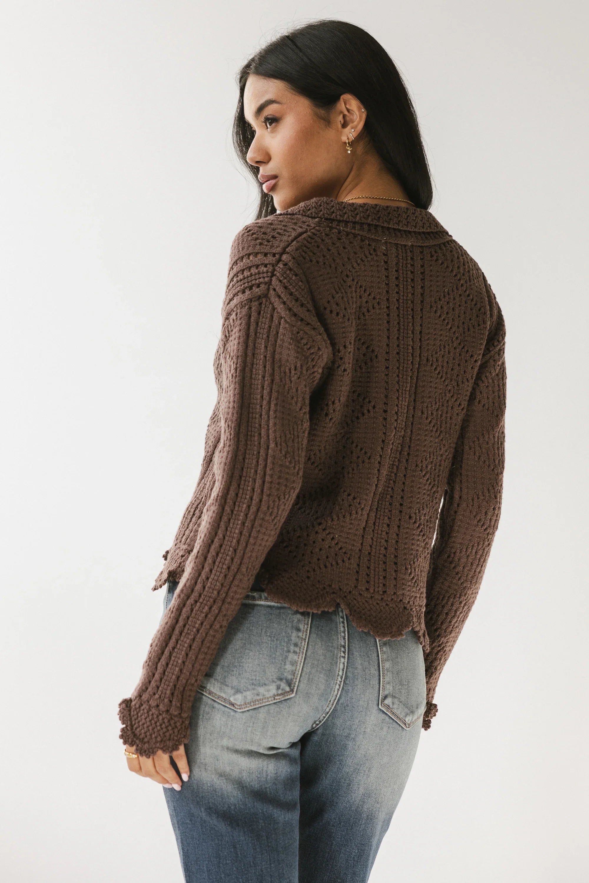 Mary Crochet Cardigan in Brown FINAL SALE