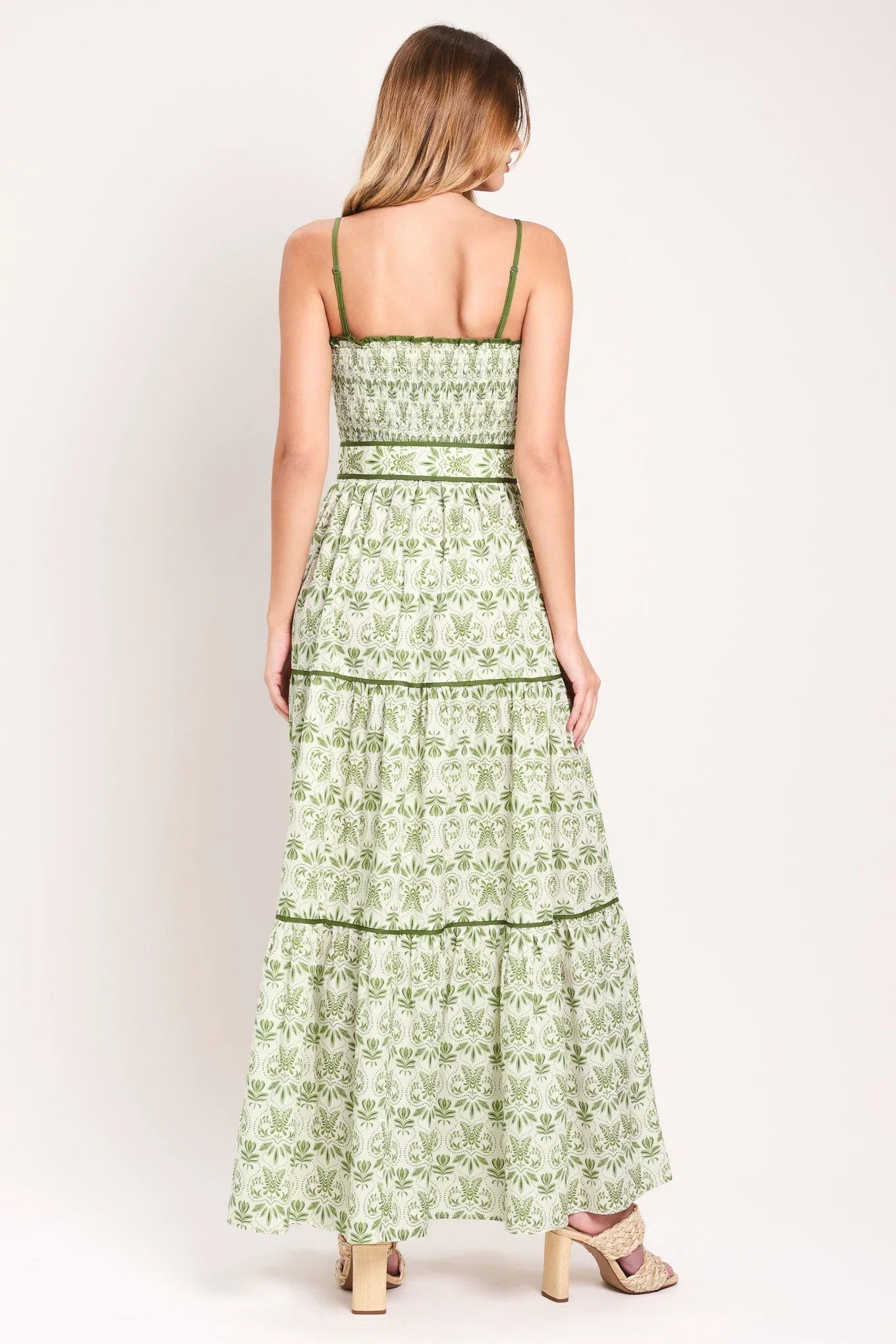 DAINTY FLORA GREEN MAXI DRESS