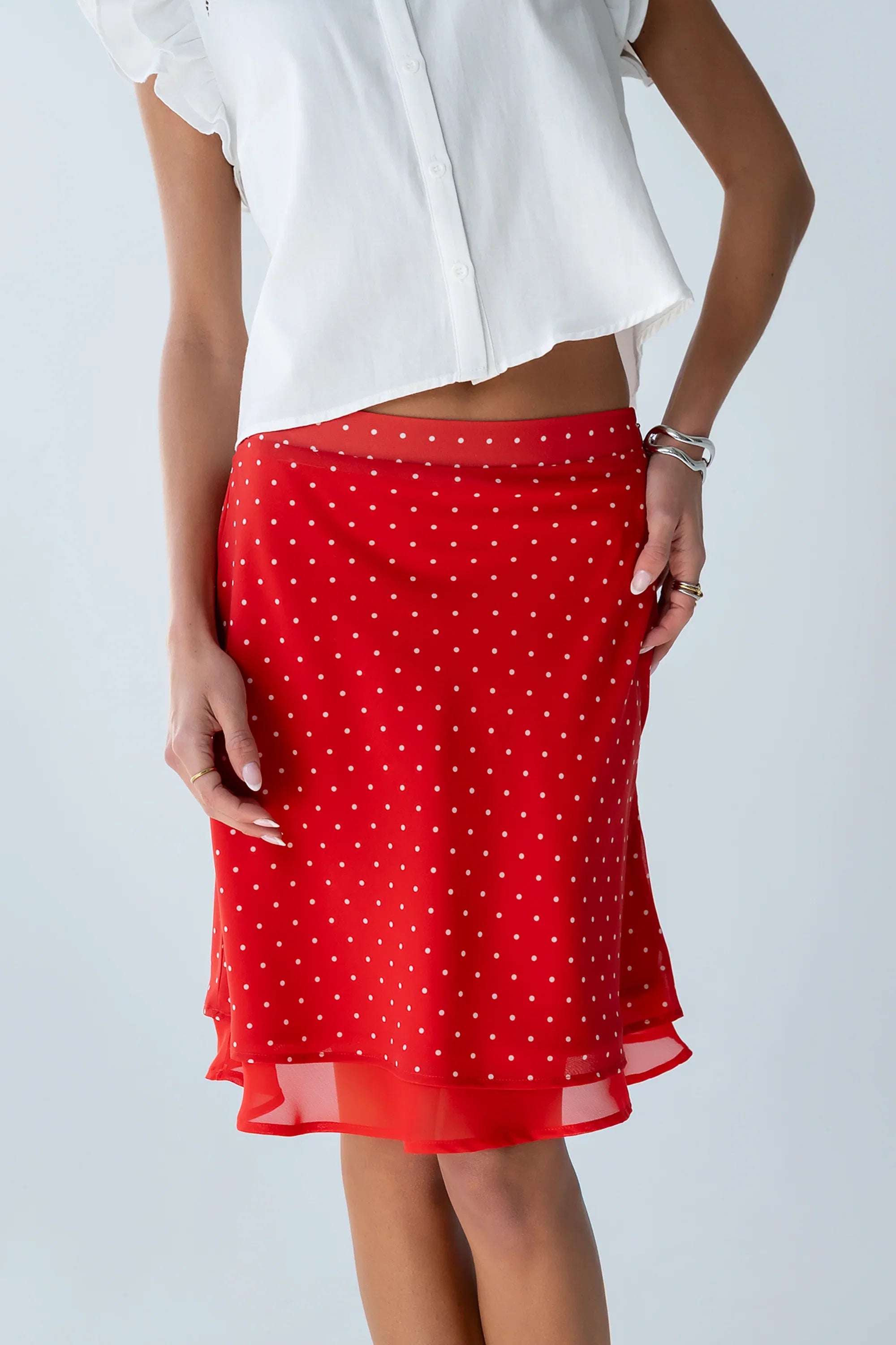 Kennedy Polka Dot Skirt in Red