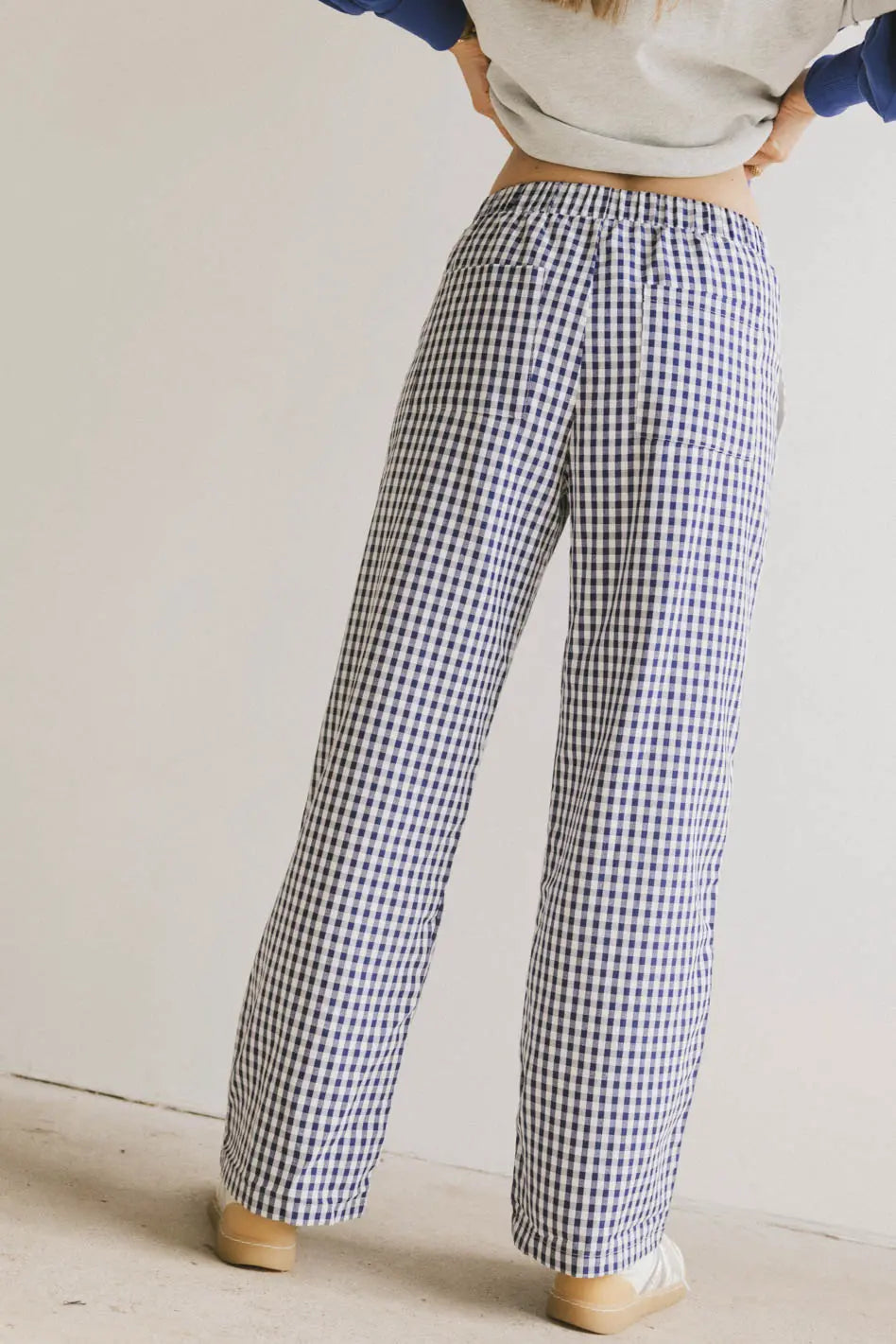 Romero Gingham Pants in Navy FINAL SALE