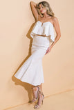 SUNSET STROLL WHITE CROP TOP SKIRT SET FINAL SALE