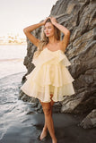 Alesia Tiered Organza Babydoll Mini Dress