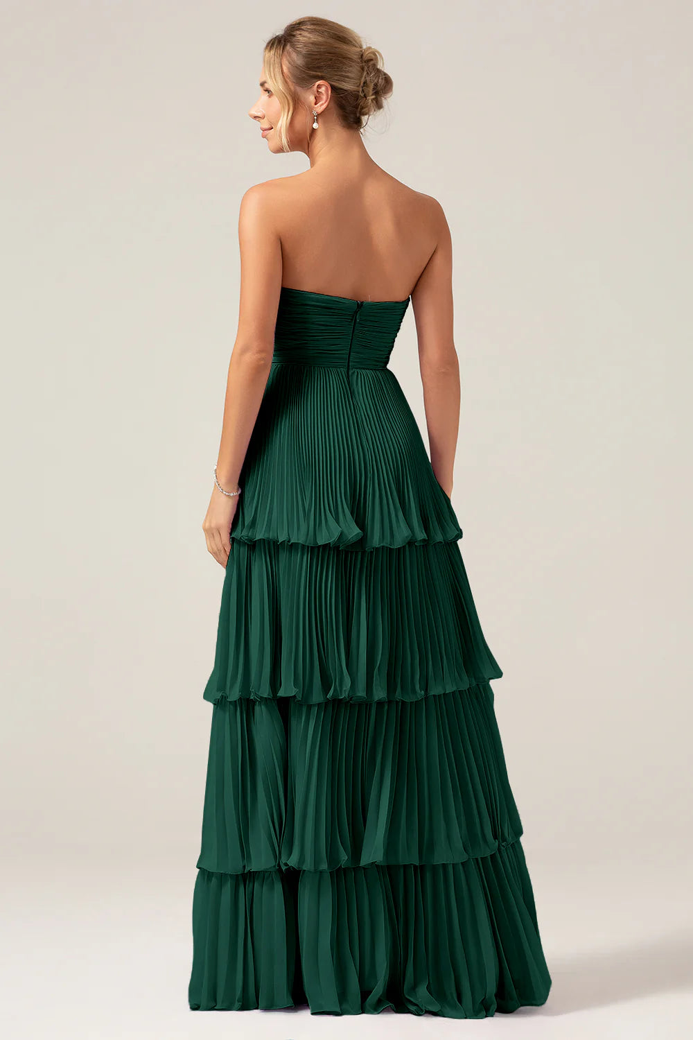Dusty Sage A Line Sweetheart Tiered Chiffon Floor Length Dress