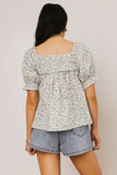 Tiffany Floral Blouse in Blue FINAL SALE