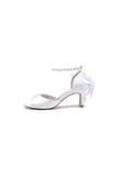 Chic Peep Toe Ribbons Faux Pearl Pumps