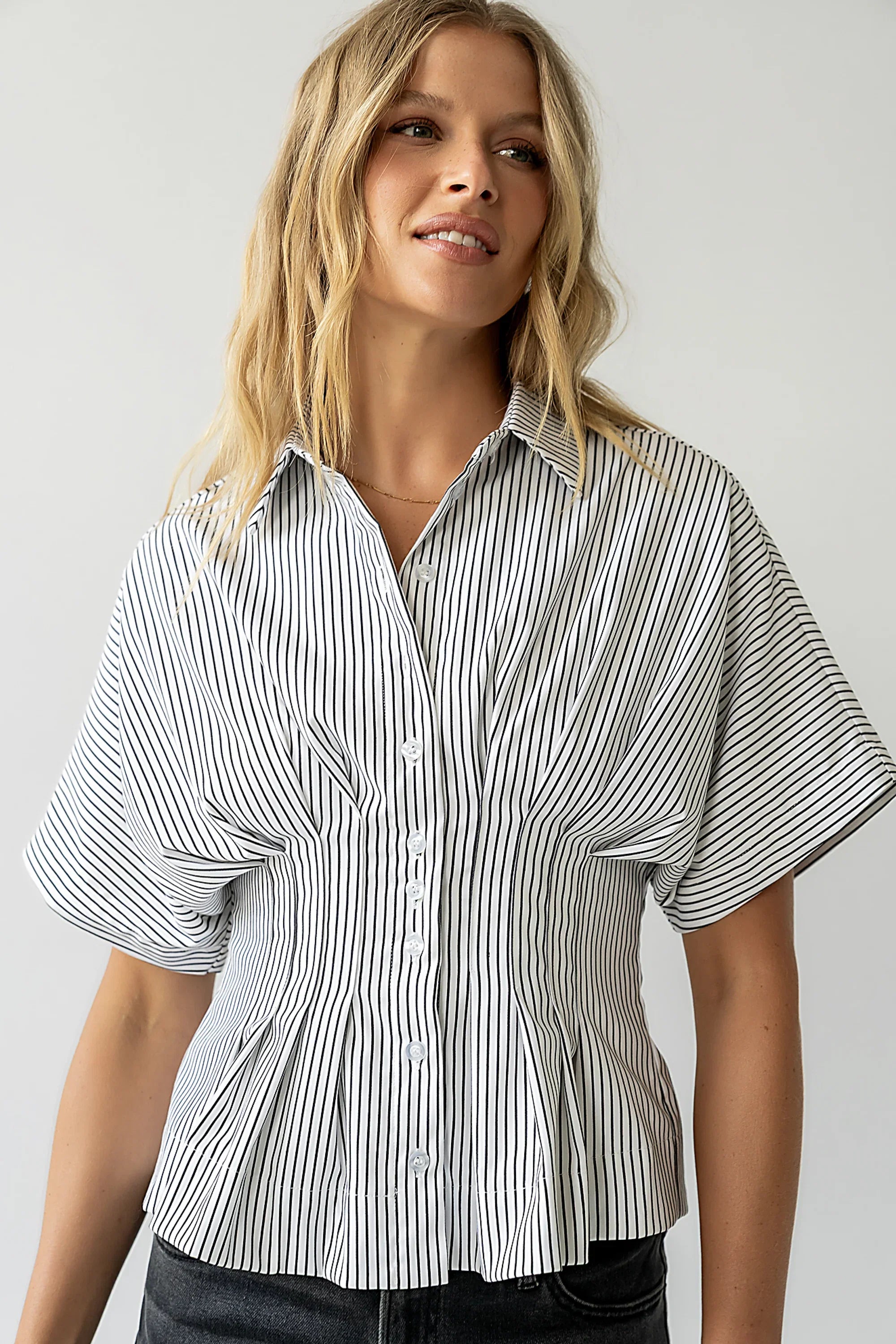 Alec Striped Blouse in White