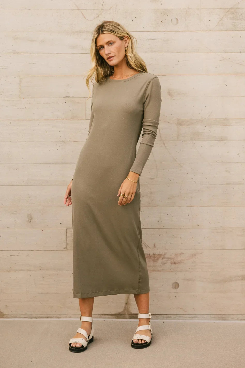 Hollis Ribbed Dress in Olive FINAL SALE