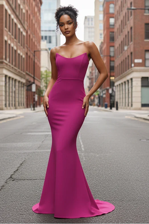 Daris Gown Berry Cat Eye Scoop Neckline Dress
