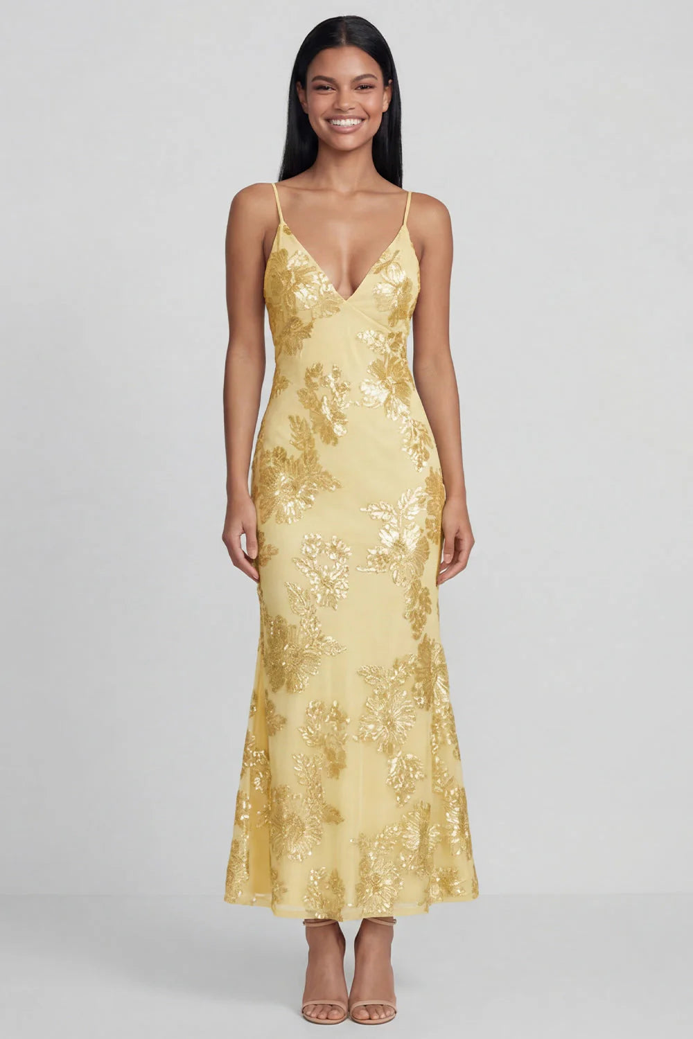 Sage Green Mermaid Floral Wedding Guest Dress with Lace up Back