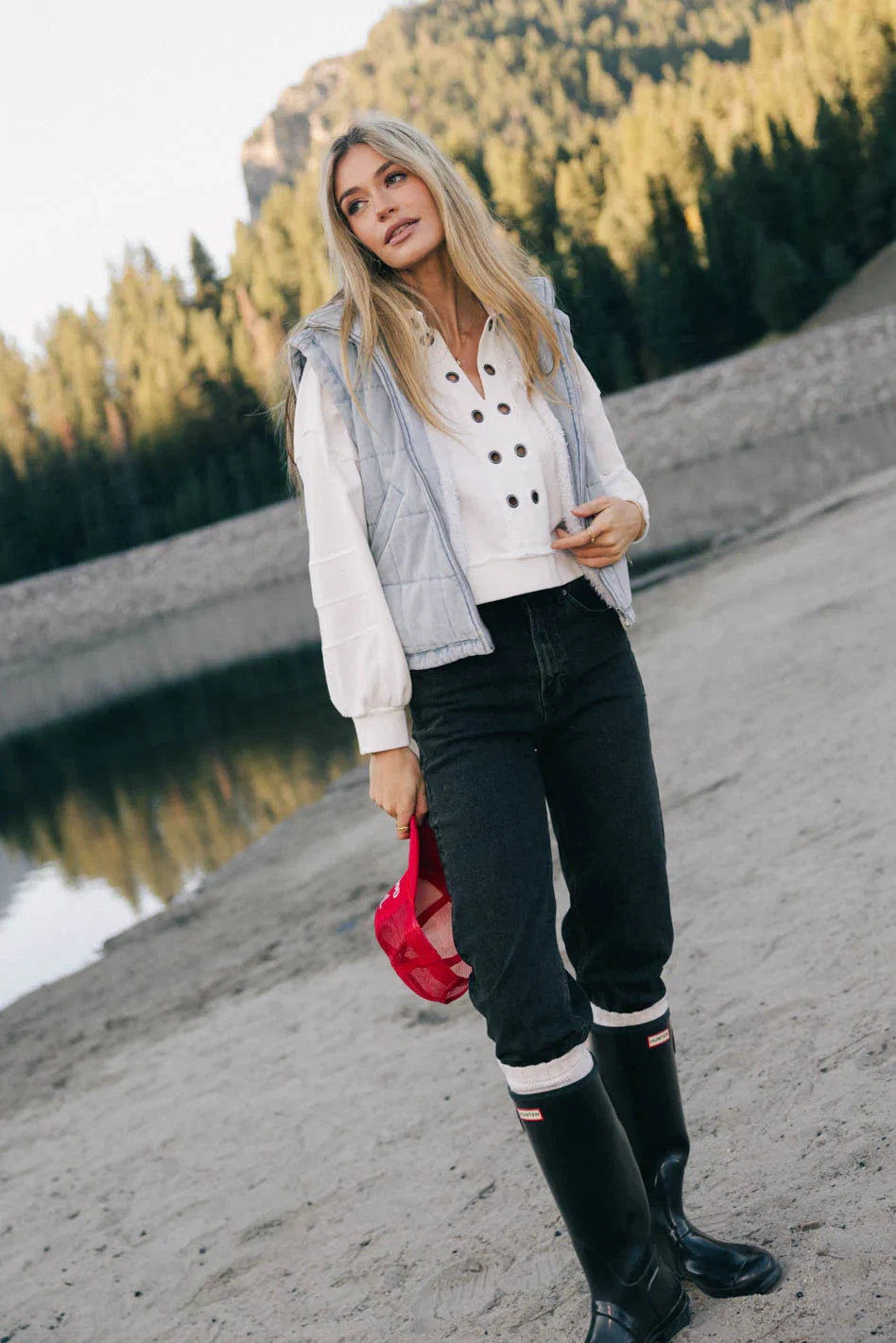 Audren Quilted Denim Vest FINAL SALE