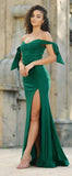Amber Gown Off Shoulder Stretch Spandex Satin Dress With Ties