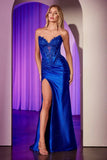 INGA GOWN STRAPLESS LACE STRETCH SATIN GOWN