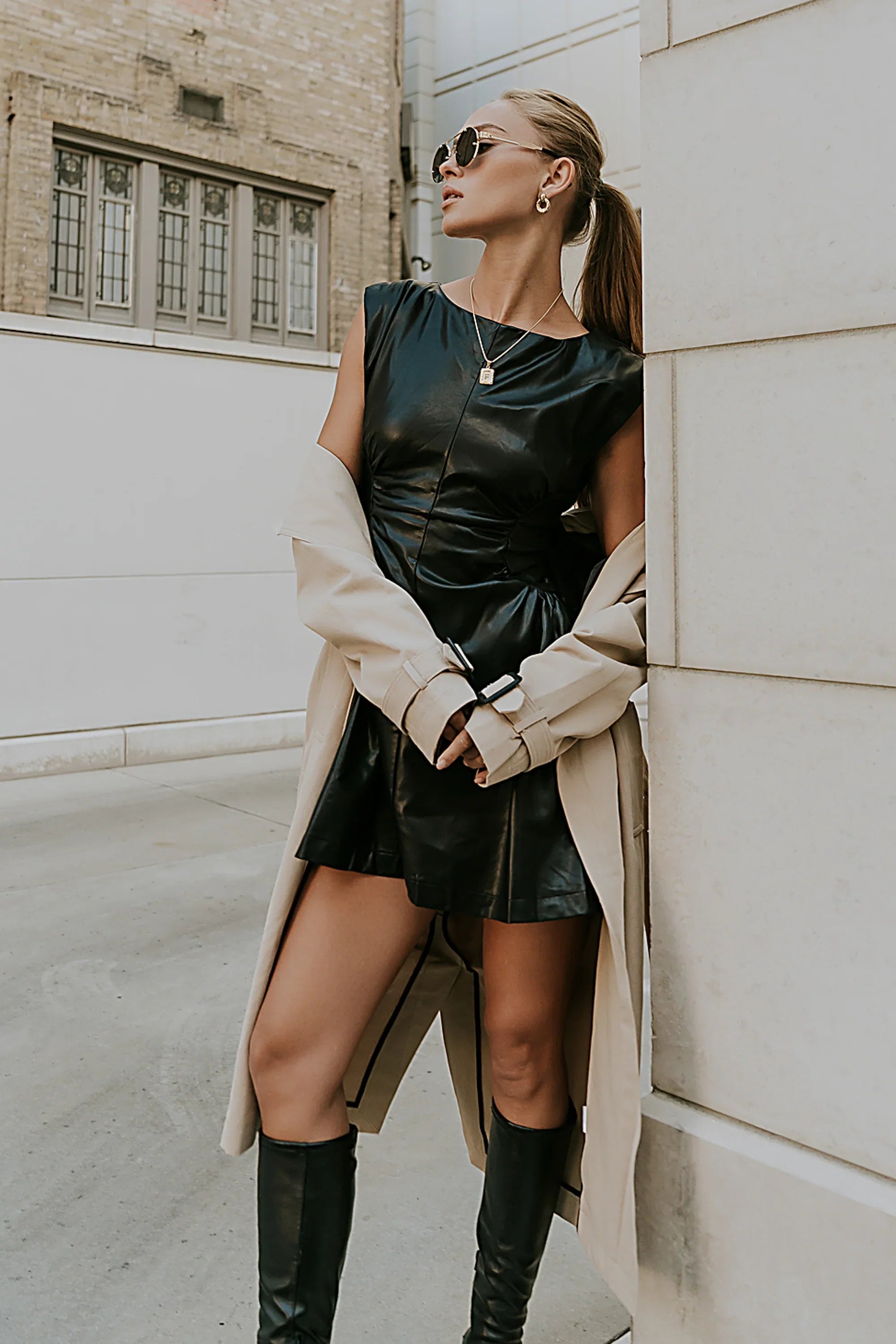 Xiomara Vegan Leather Mini Dress FINAL SALE