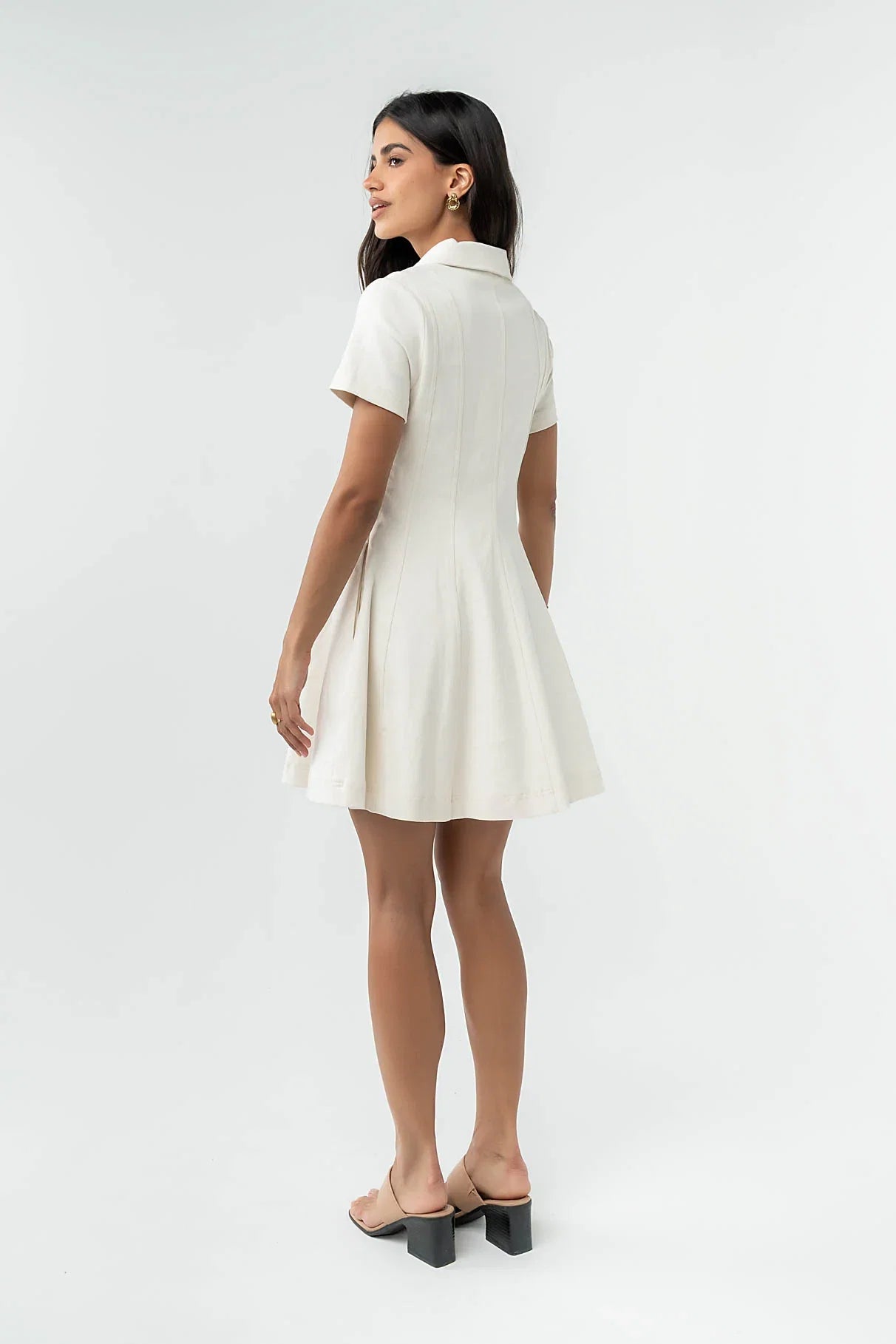 Carlie Denim Mini Dress in Cream