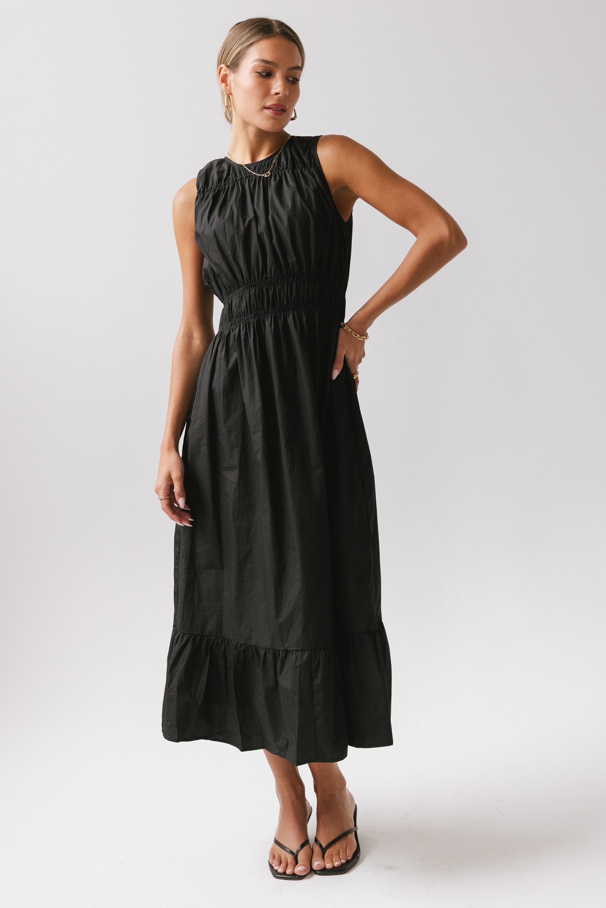 Carmina Tiered Dress in Black FINAL SALE