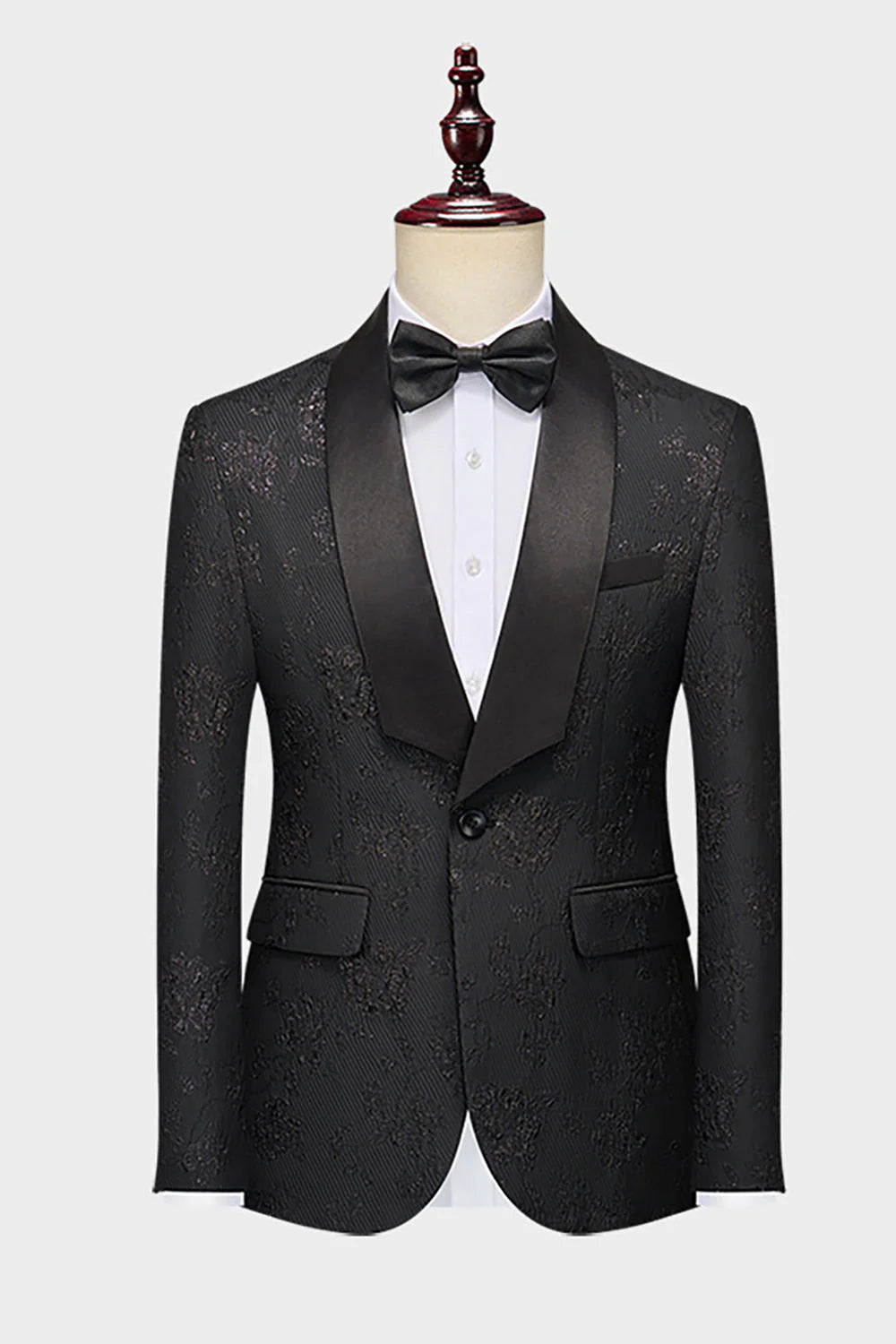 Mens Pink Silm Fit Shawl Lapel Jacquard 2 Pieces Wedding Suits