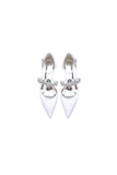 Crystal Strap Pointed Toe Satin Kitten Heels