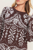 TERRA TAPESTRY BROWN SWEATER KNIT MINI DRESS