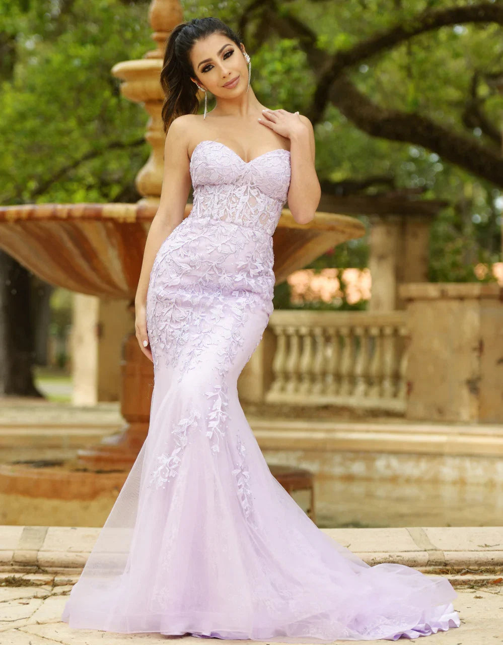 Reva Corset Gown Lilac Floral Lace Dress