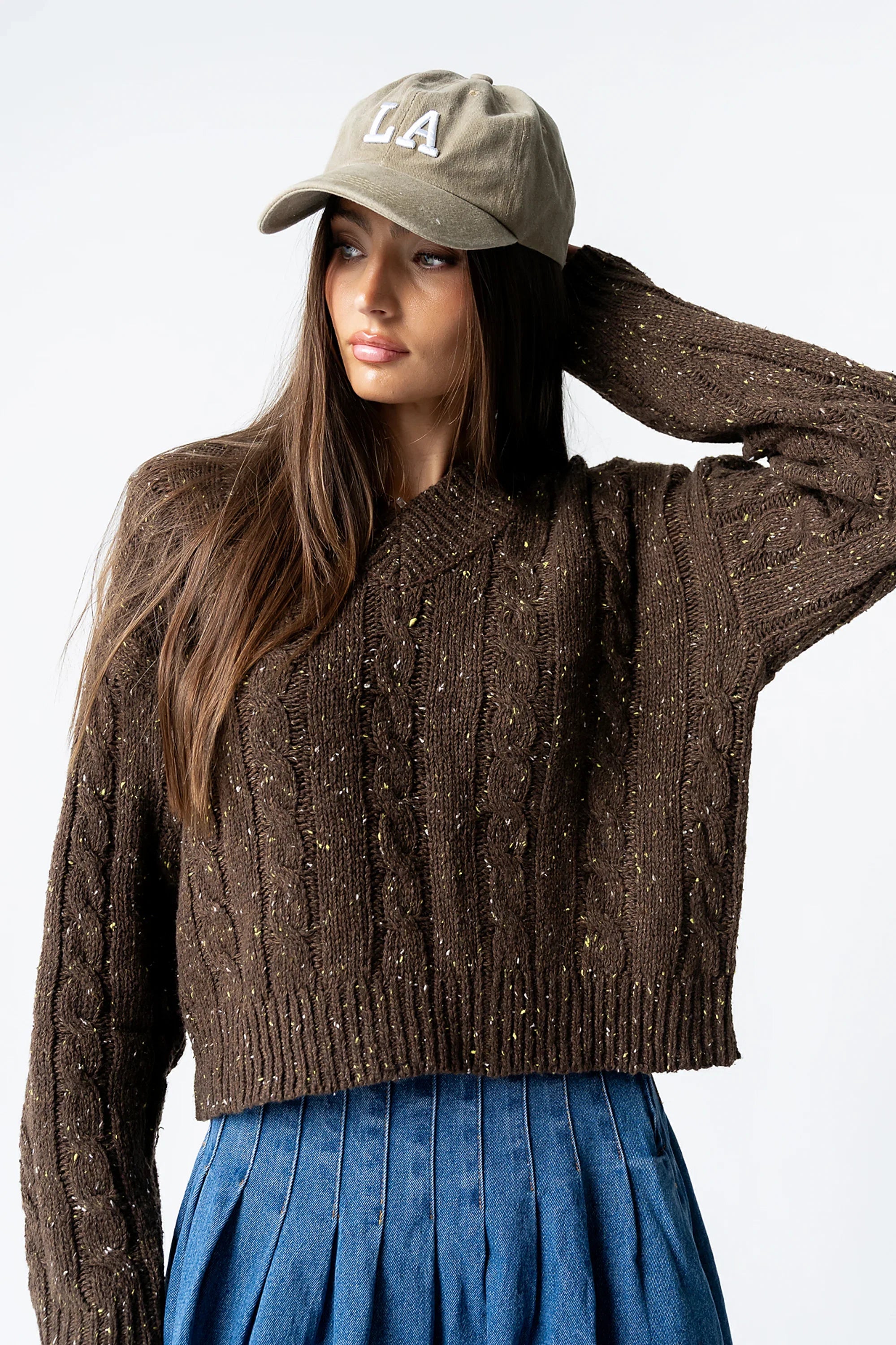 Maxine Speckled Sweater in Brown