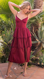 Maeve Corset Midi Dress Burgundy