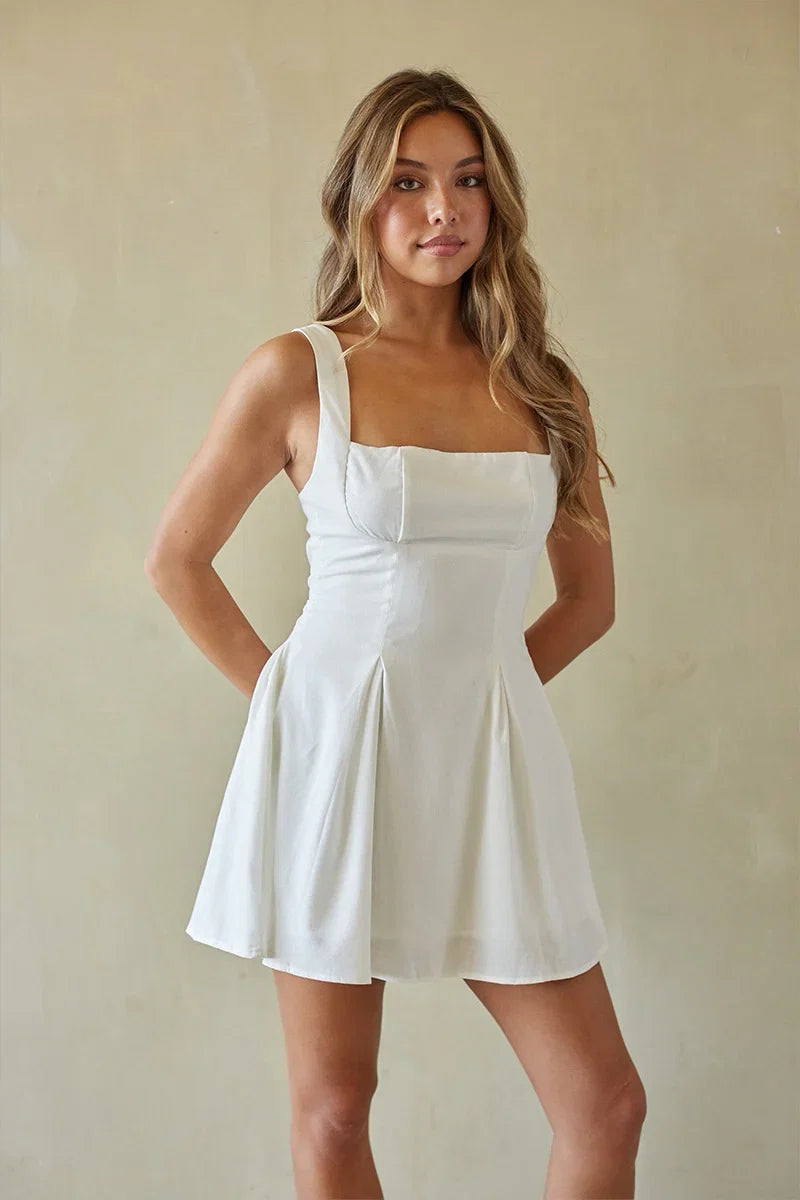 North Tie Back Linen Mini Dress