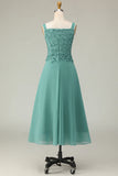 2 Piece A Line Eucalyptus Lace Midi Mother of the Bride Dress