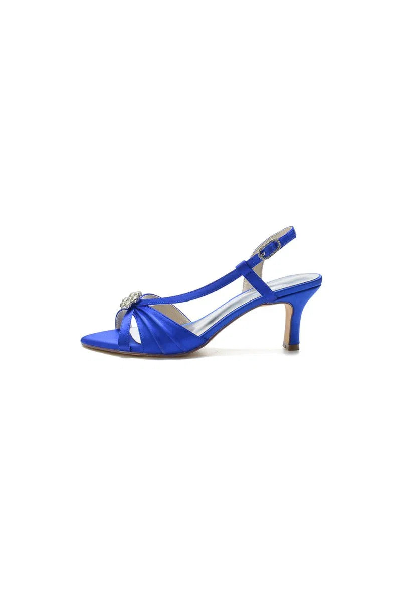 Crystal Open Toe Slingback Chunky Heels