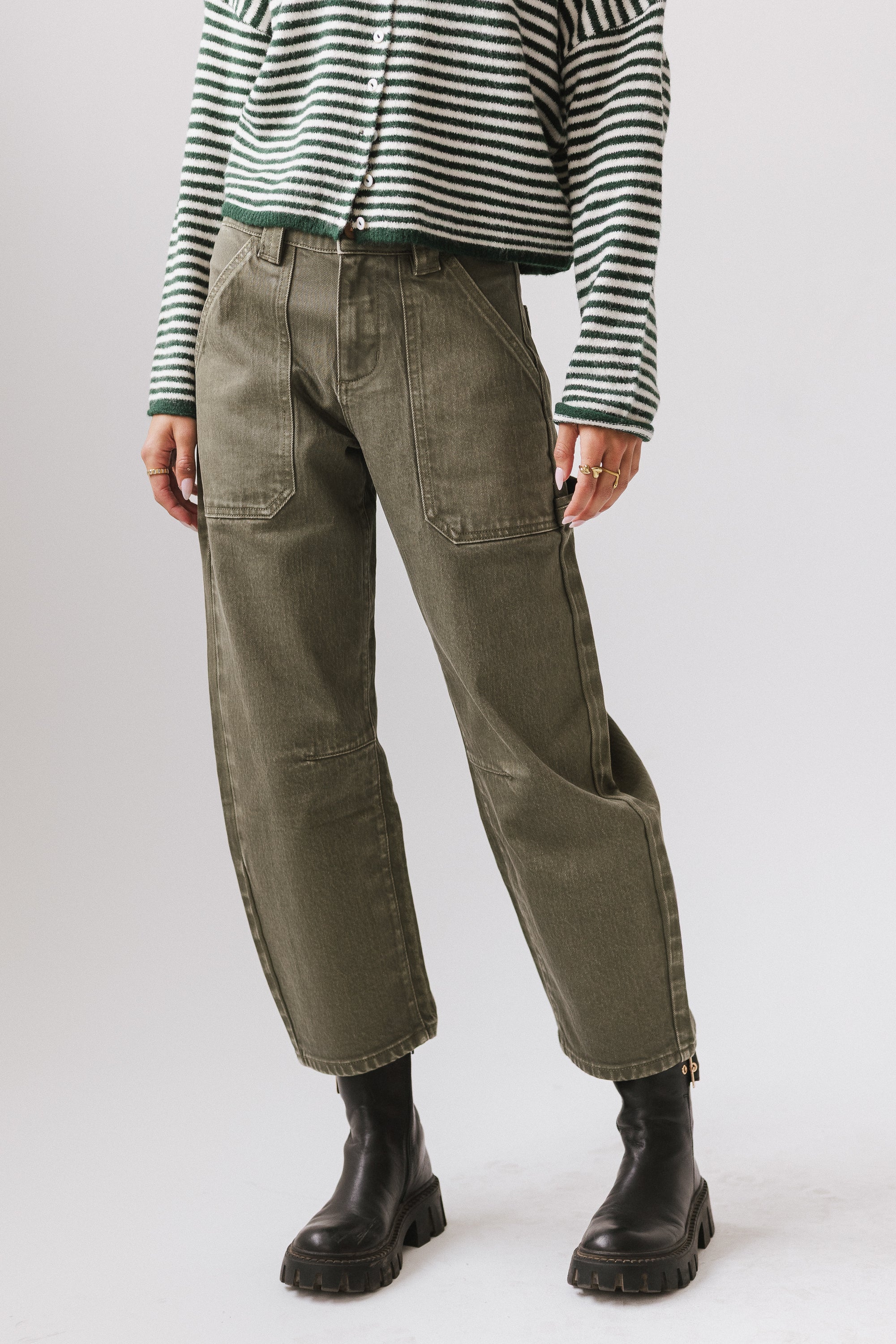 Scottie Barrel Jeans in Olive FINAL SALE