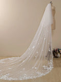 Delicate Flower Lace Cathedral Veil Bridal Veil Wedding Veil