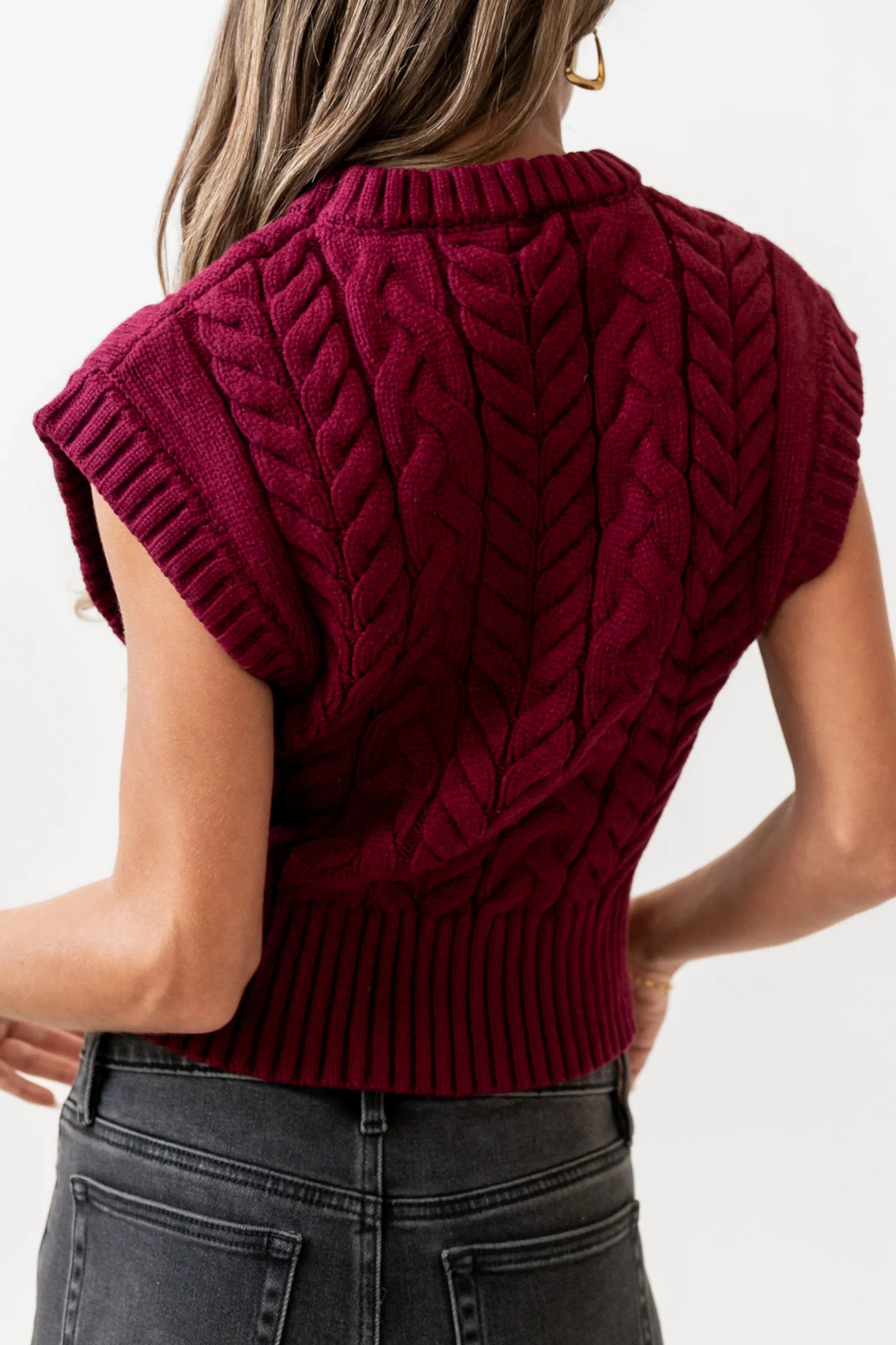 Lennie Cable Knit Top in Burgundy FINAL SALE