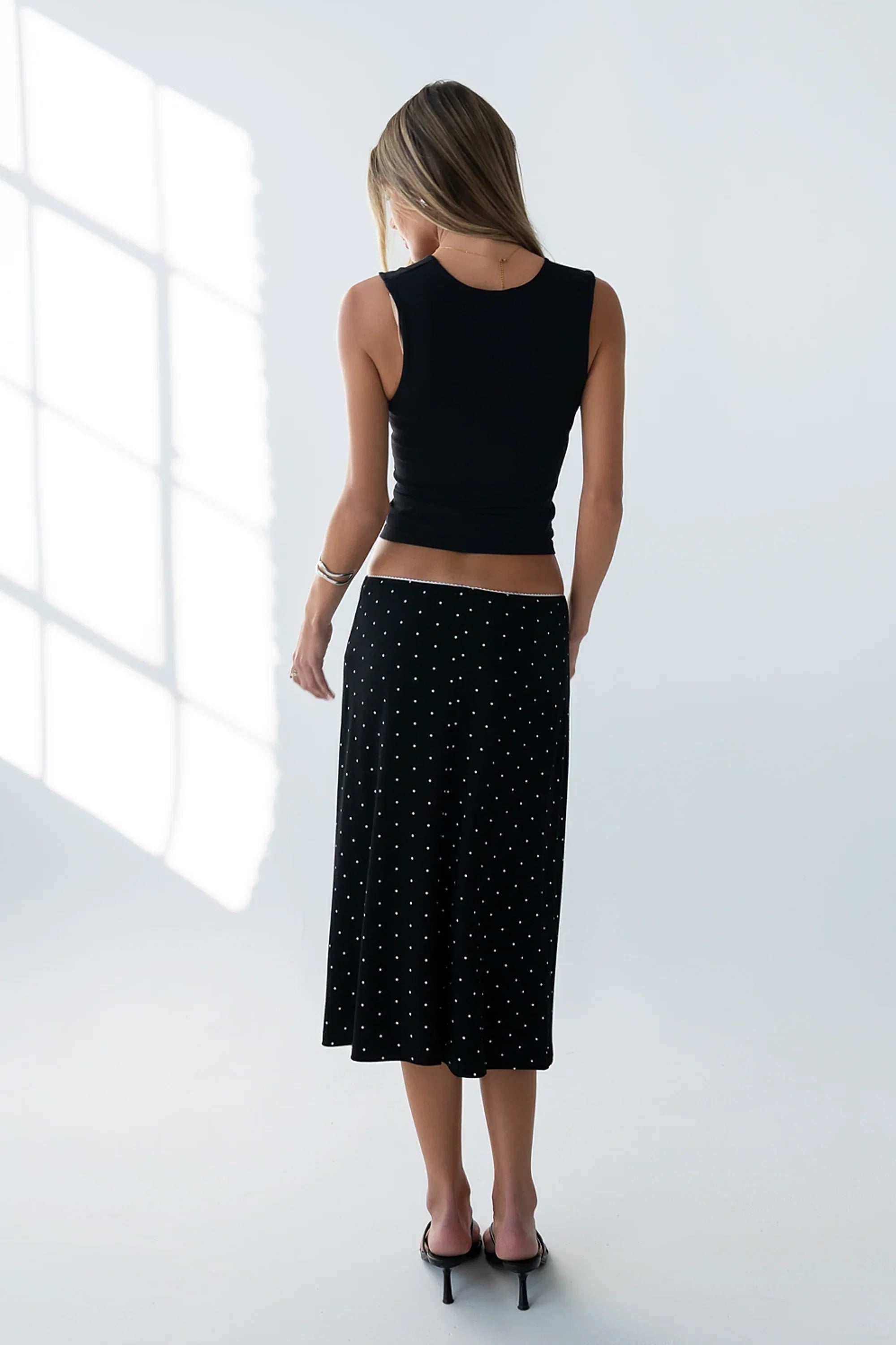 Jordyn Polka Dot Skirt in Black