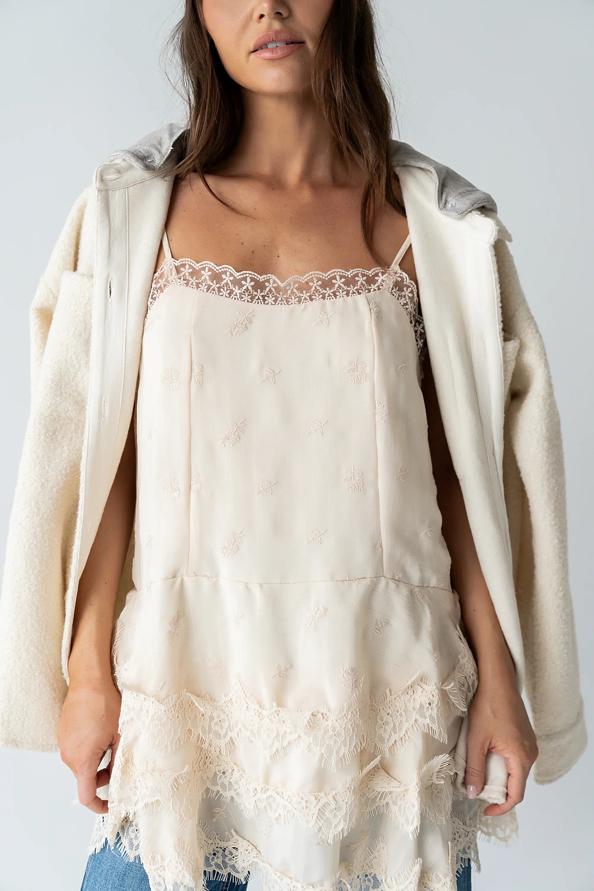 Lewis Lace Mini Dress in Cream