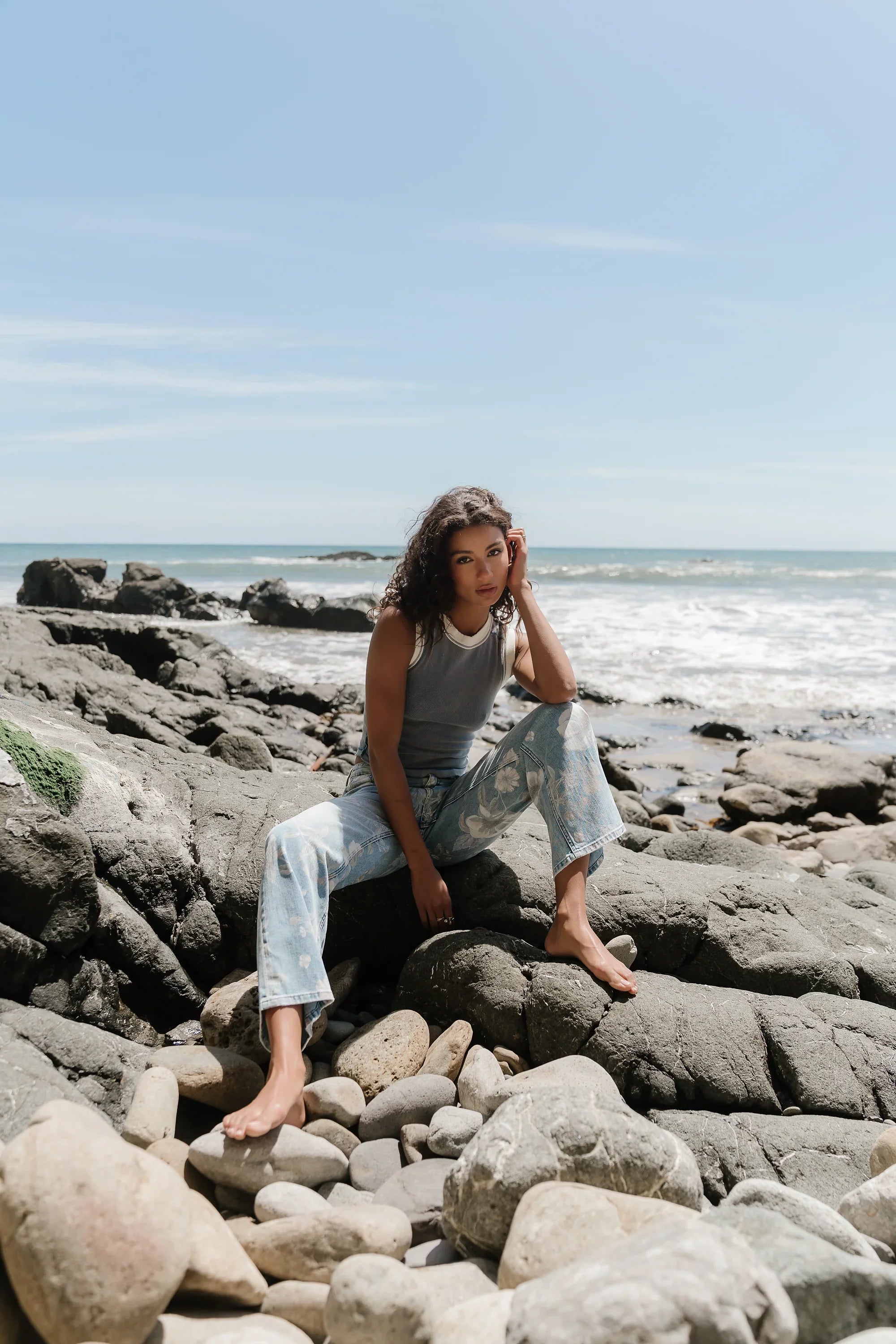 Lilah Reverse Seam Tank in Indigo