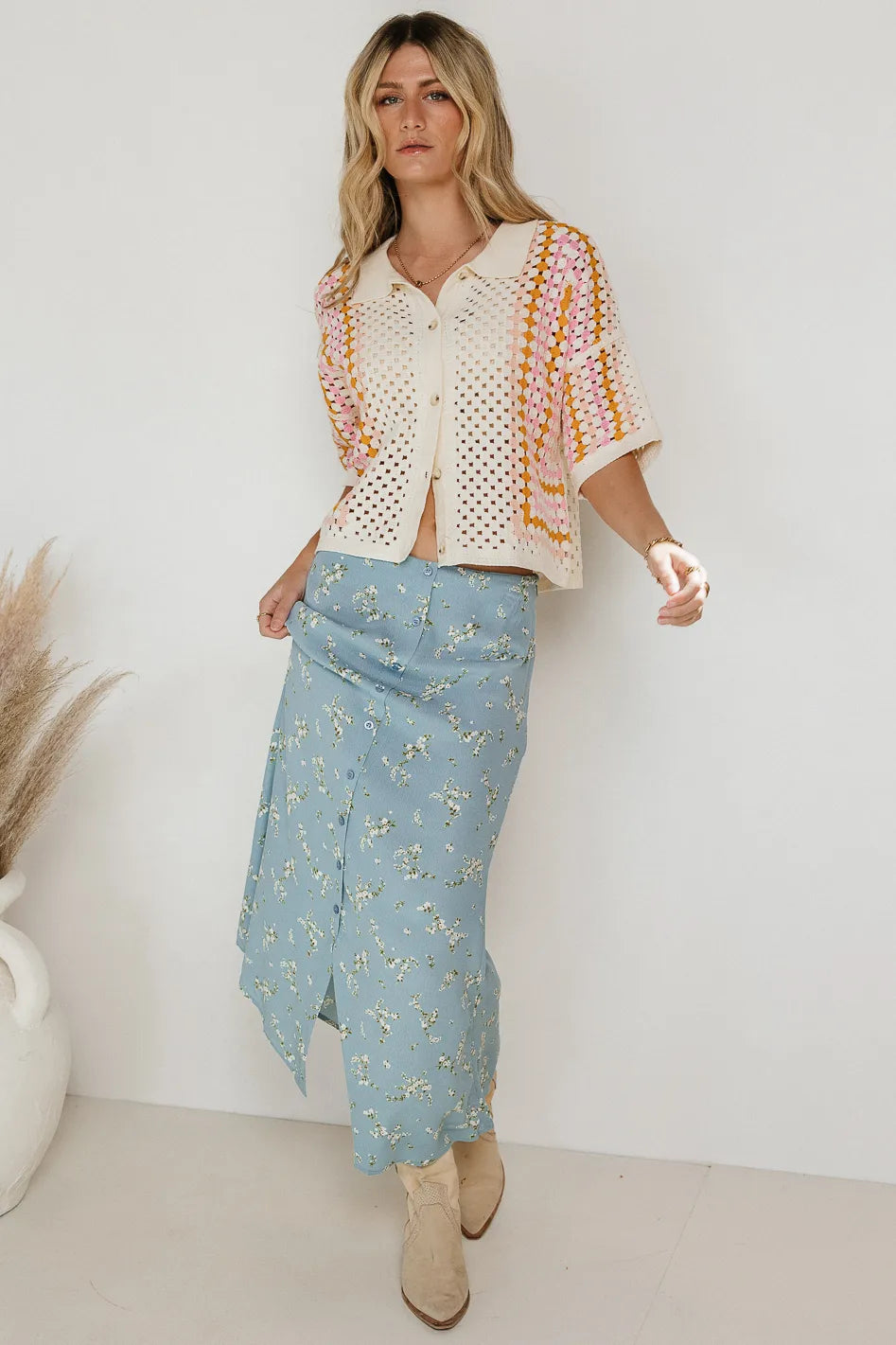Rory Floral Skirt in Blue