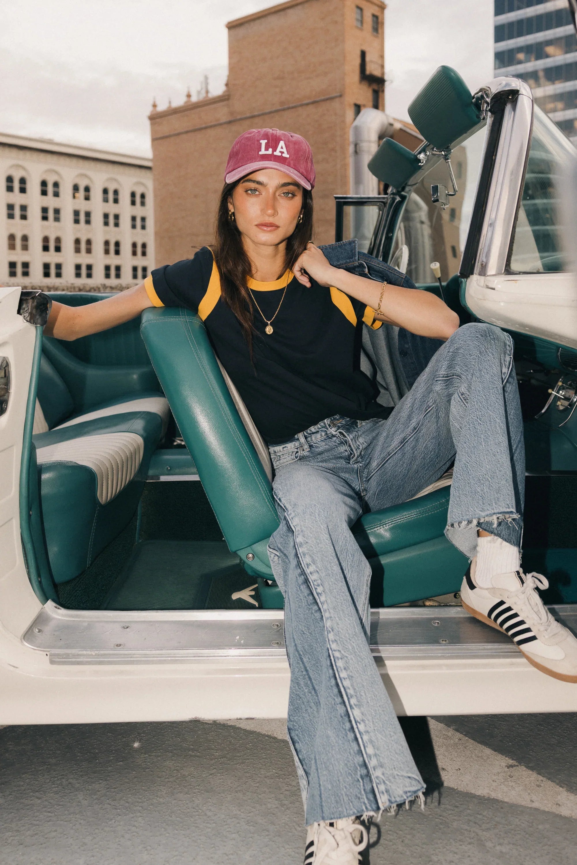 Emma Contrast Top in Navy