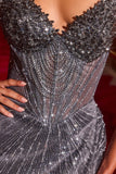 Rialto Gown Fitted Dress with Sheer Corset Bodice