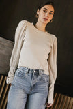 Lettie Waffle Knit Top in Cream FINAL SALE