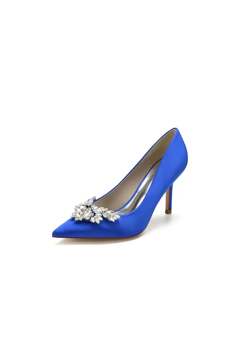 Party Pointed Toe Crystal Satin High Heels