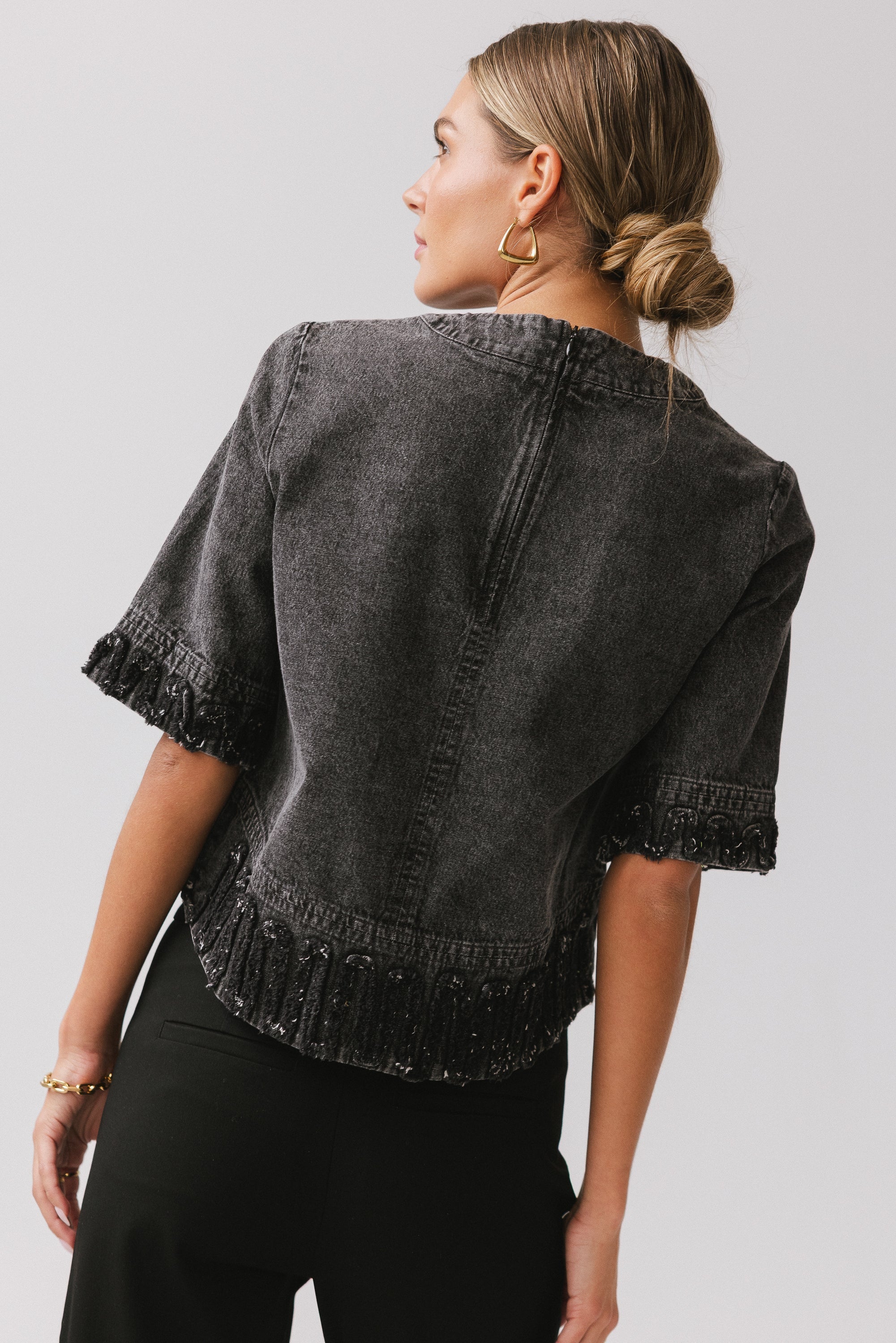 Jana Denim Top in Black