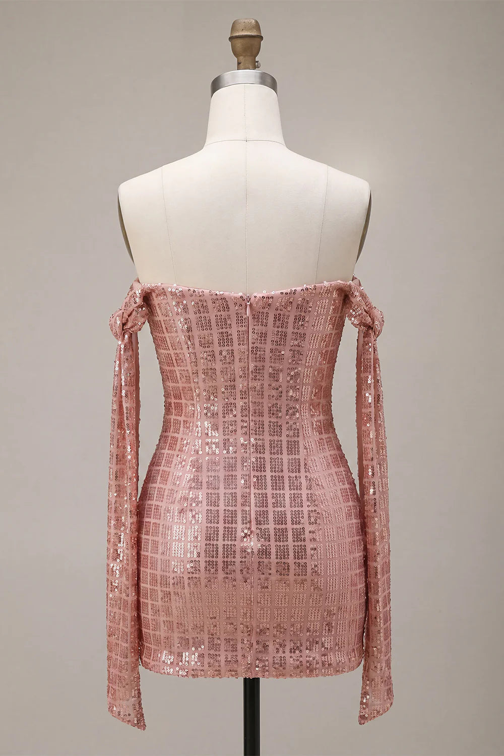 Sparkly Champagne Off the Shoulder Bodycon Homecoming Dress