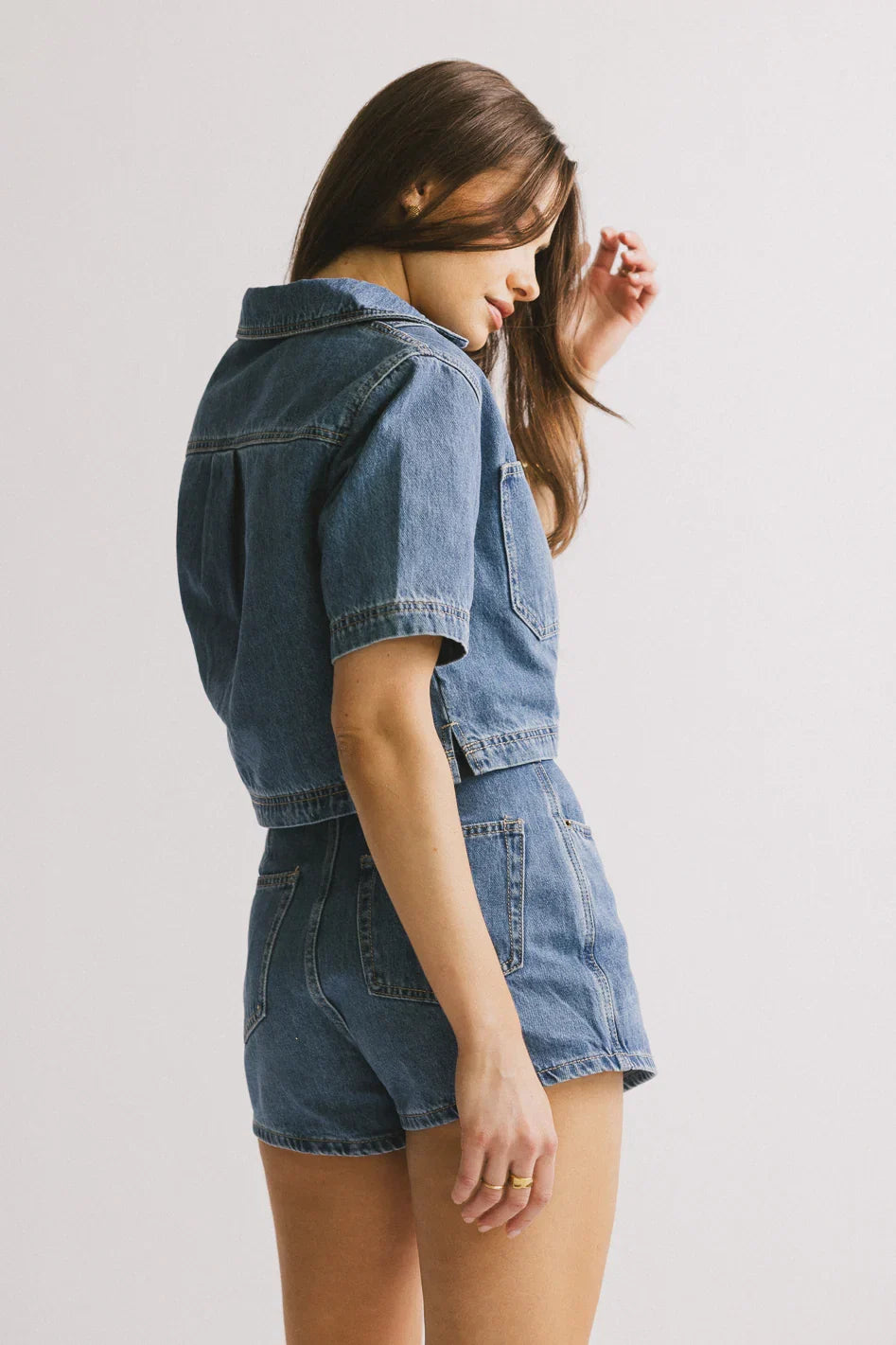 Gretta Collared Denim Top FINAL SALE