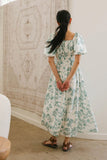 Dorothea Floral Midi Dress in Teal FINAL SALE