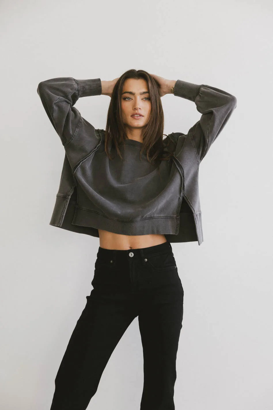 Costello Reverse Seam Crewneck in Charcoal FINAL SALE