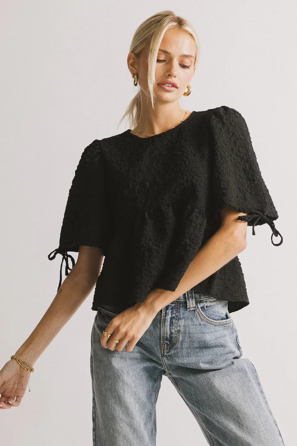 Alessia Peplum Top in Black