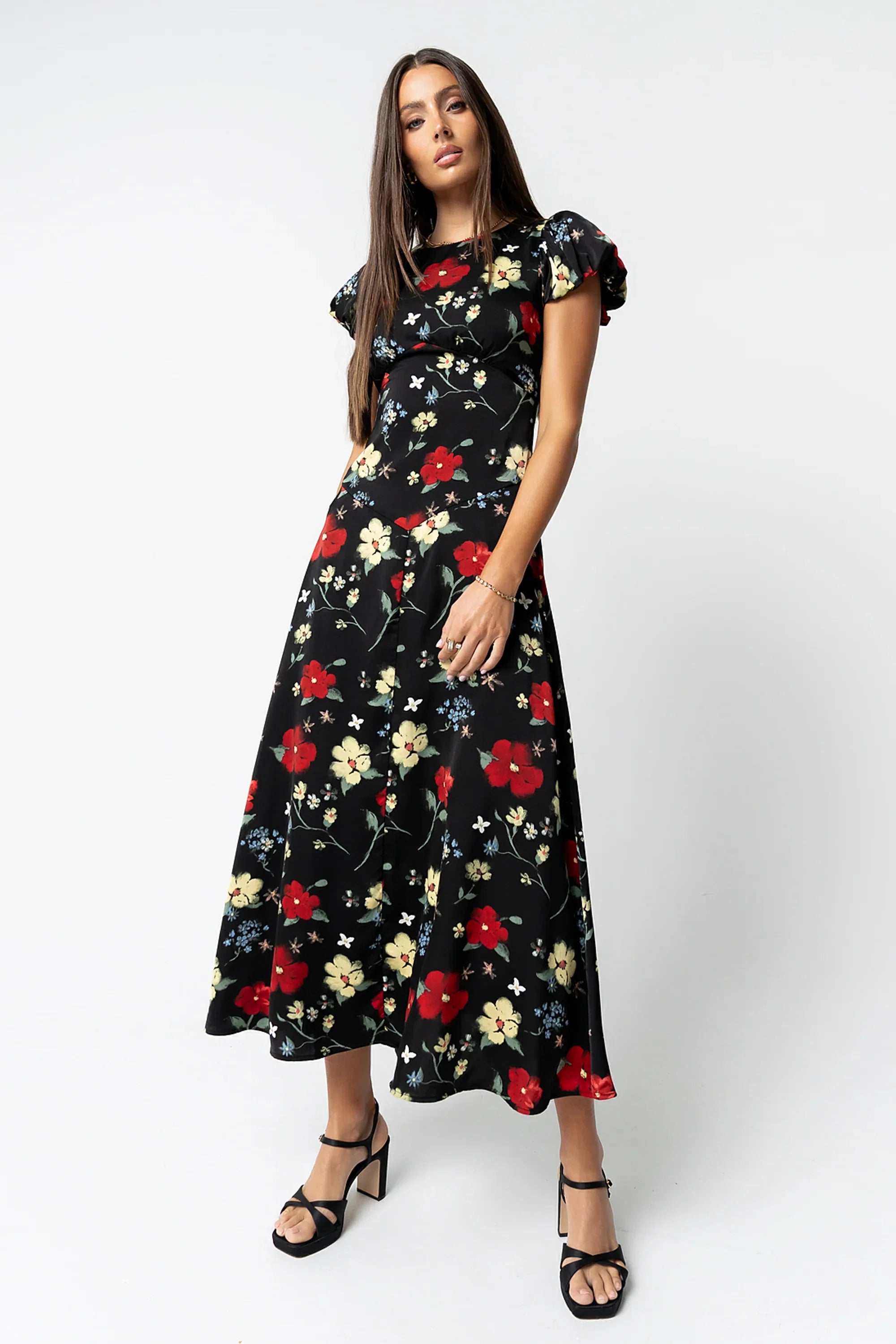 Jenna Floral Maxi Dress in Black