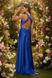 Odette Maxi Dress Royal Open Back With Adjustable Bow Tie Detail
