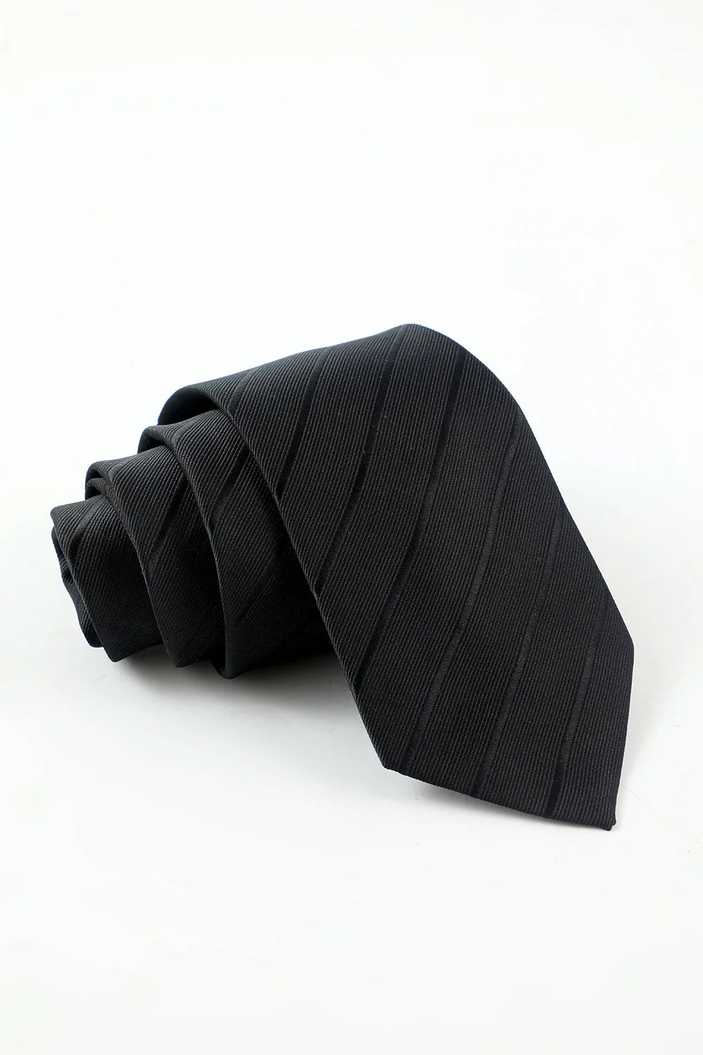 Mens Black Stripe Mens 5 Piece Accessory Set Tie and Bow Tie Pocket Square Flower Lapel Pin Tie Clip